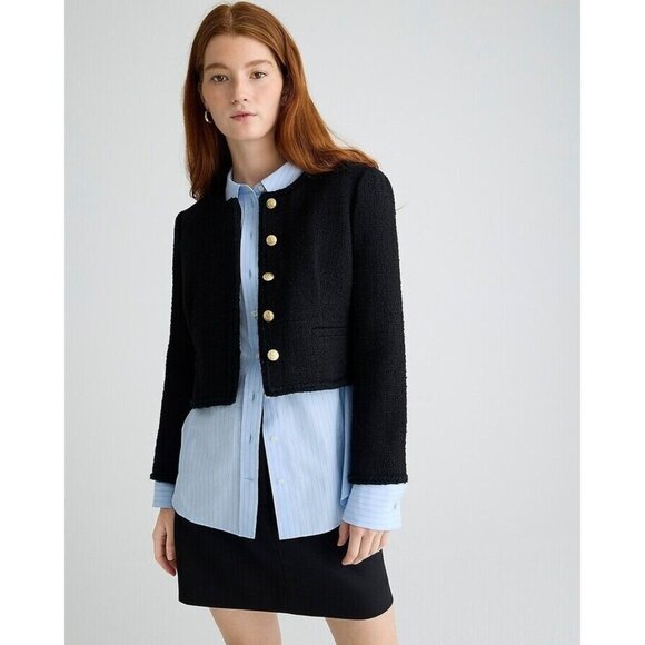 NWT J.Crew Louisa Lady Jacket in Black Maritime Tweed Cropped 4 - Picture 1 of 7